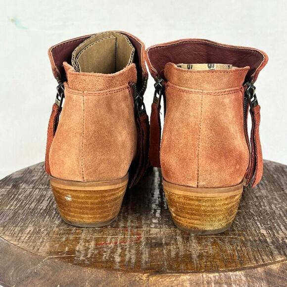 Sam Edelman Booties Womens 9 Packer Rust Suede Leather Stacked Heel Ankle - Picture 3 of 13